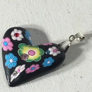 @Popup Show: 18KGP Mosaic Glass Rhinestone Heart Pendant